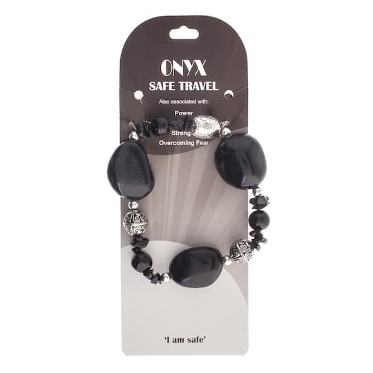 John Bead Onyx Dyed Black No.85 Natural Stone Stretch Bracelet